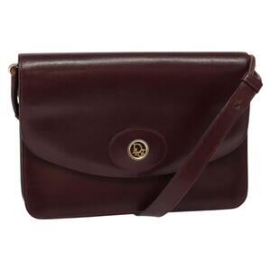 DIOR Shoulder Bag Leather Bordeaux Gold